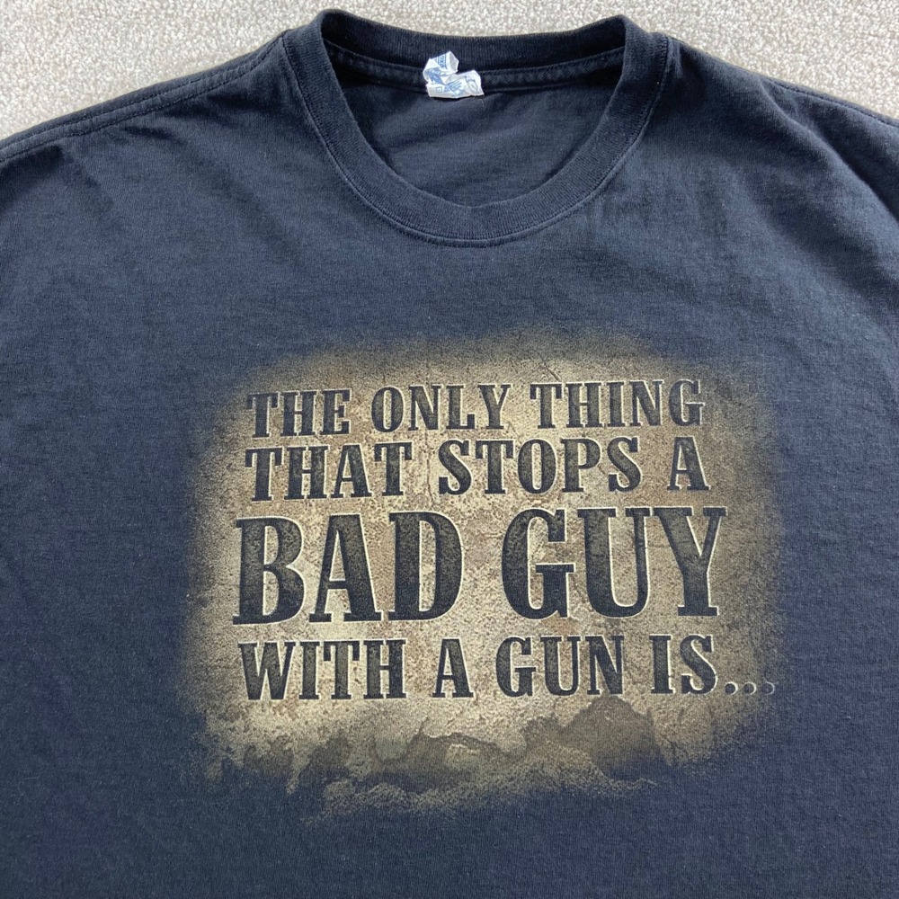NRA Graphic T-Shirt Mens 2XL Black Good Guy With A Gun Short Sleeve Tee